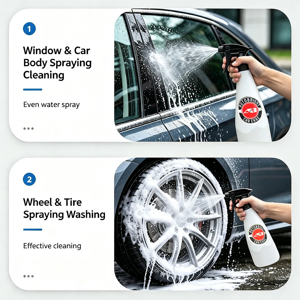 AUTOBRIGH Acid Alkali Resistant Spray Bottle Car Cleaning Supplies 800ml Professional Empty Spray Bottles Car Cleaning Qd Liquid