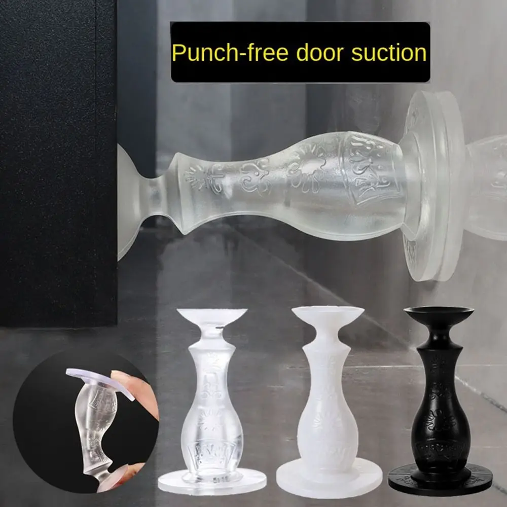 New Silicone Door Stopper Wall Protectors Self Adhesive Floor Holder Strong Suction Doorstop Bedroom