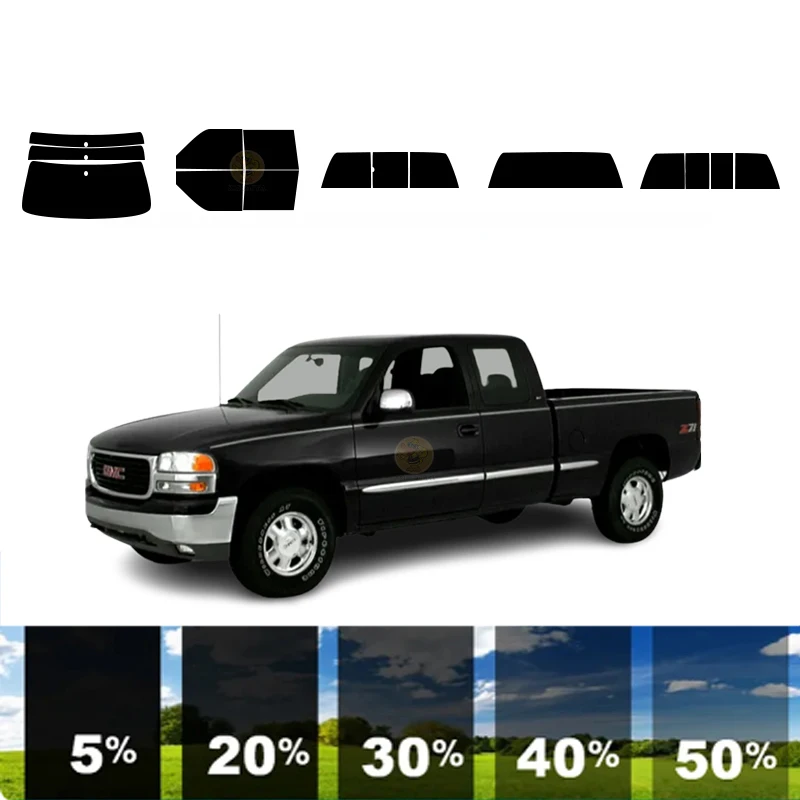 

Предварительно вырезанная Съемная оконная Тонировочная пленка для автомобиля 100% UVR 5%-35% VLT теплоизоляционная углеродная пленка для GMC SIERRA 1500 4 DR PICKUP 1996-2000