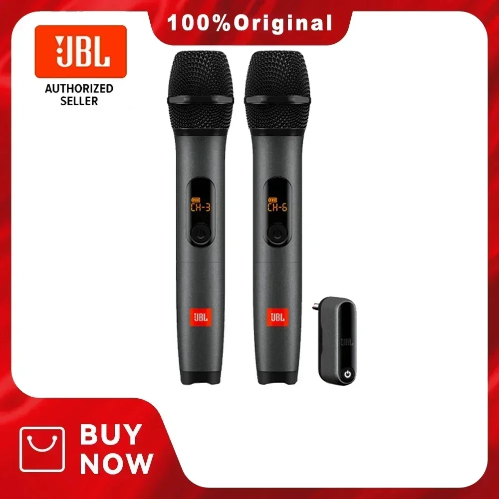 Microphone sans fil JBL 100 % original, un émetteur pour deux microphones, UHF, double canal, pour la maison, le karaoké, la scène, le DJ