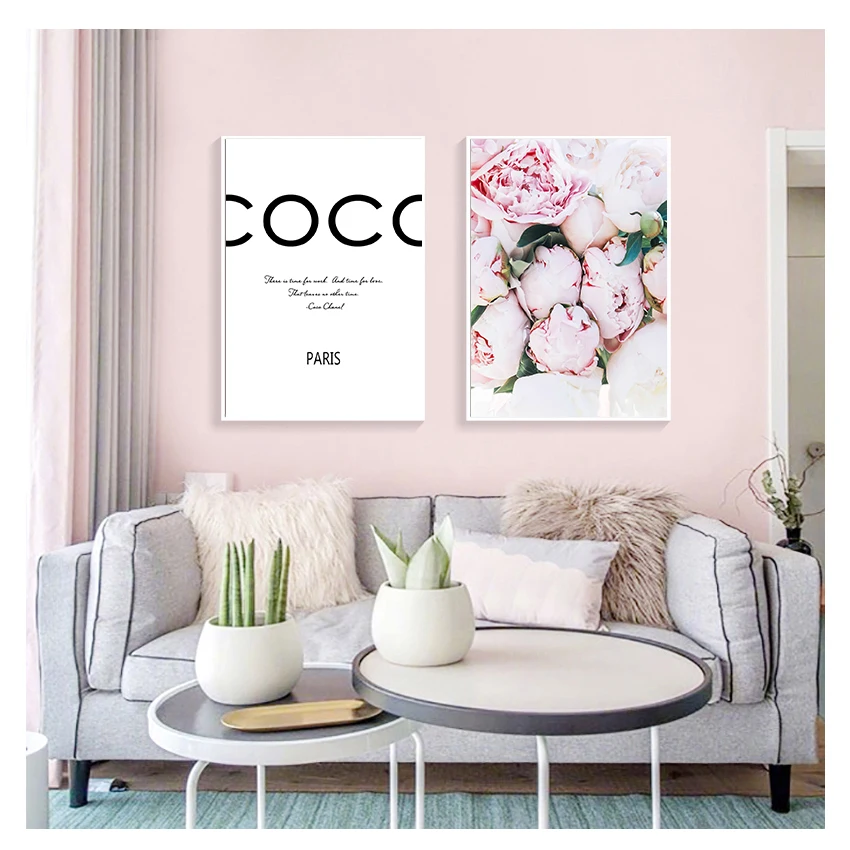 Print Coco Quote Poster Inspirational Canvas Picture Painting Living Room Bedroom Decor Fashion Blush Pink Wall Art Peonies