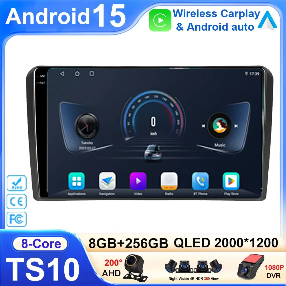 

Android 15 For Audi A3 2 8P 2003 - 2013 S3 2 2006 - 2012 RS3 1 2011 2012 Multimedia Stereo Radio Video Player Screen Carplay