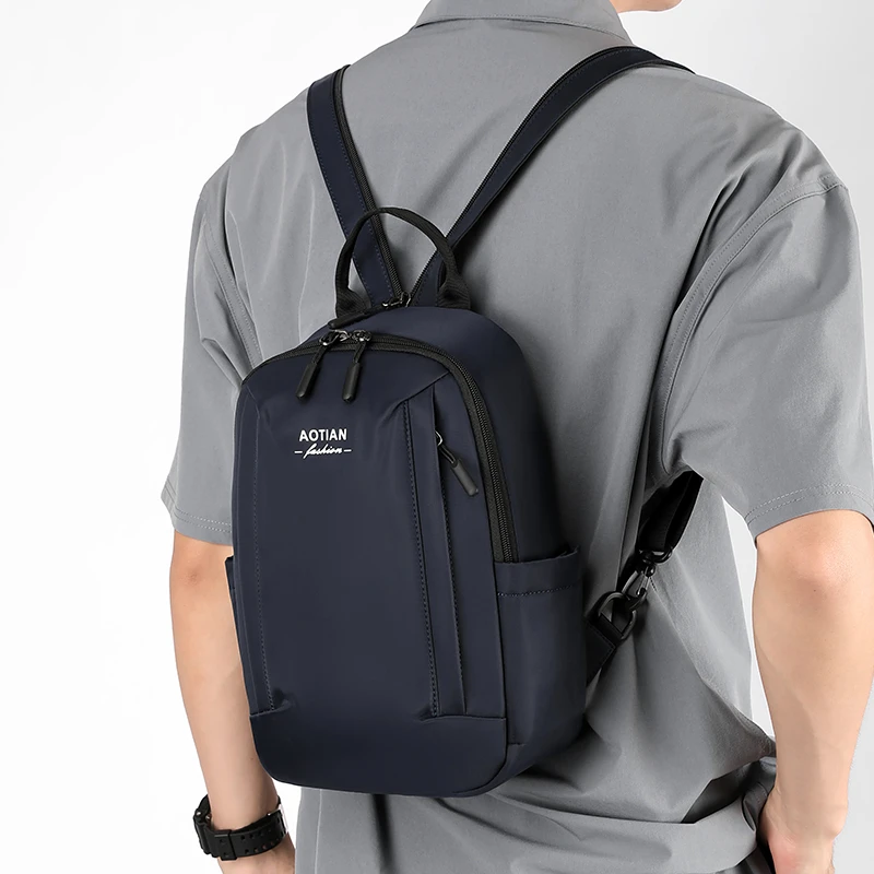 Sac de téléphone portable noir pour homme, sac de poitrine personnalisé, petit sac initié, décontracté, léger, simple, initié unique