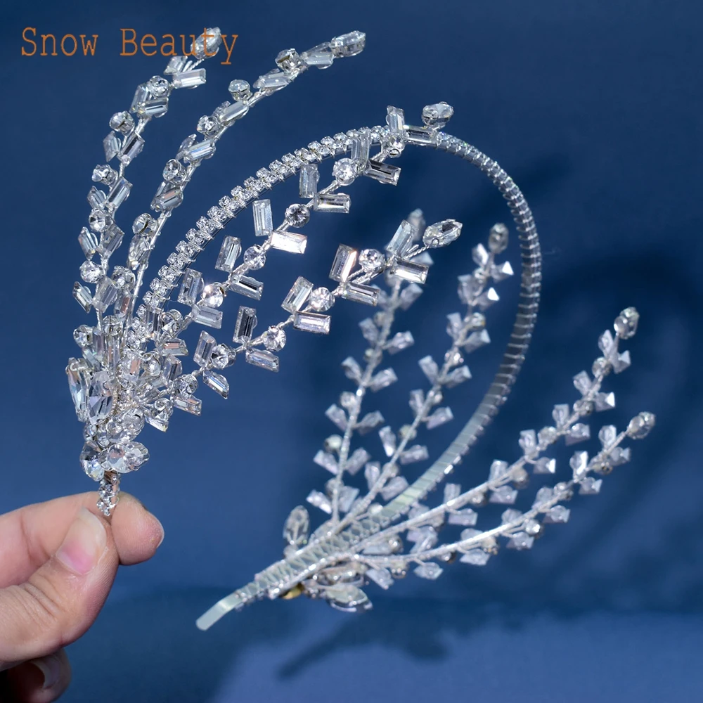 DZ071 เจ้าสาว Hairbands Tiaras เงินคริสตัลงานแต่งงานอุปกรณ์เสริมผม Headwear Rhinestone เครื่องประดับผมผู้หญิง Headdress