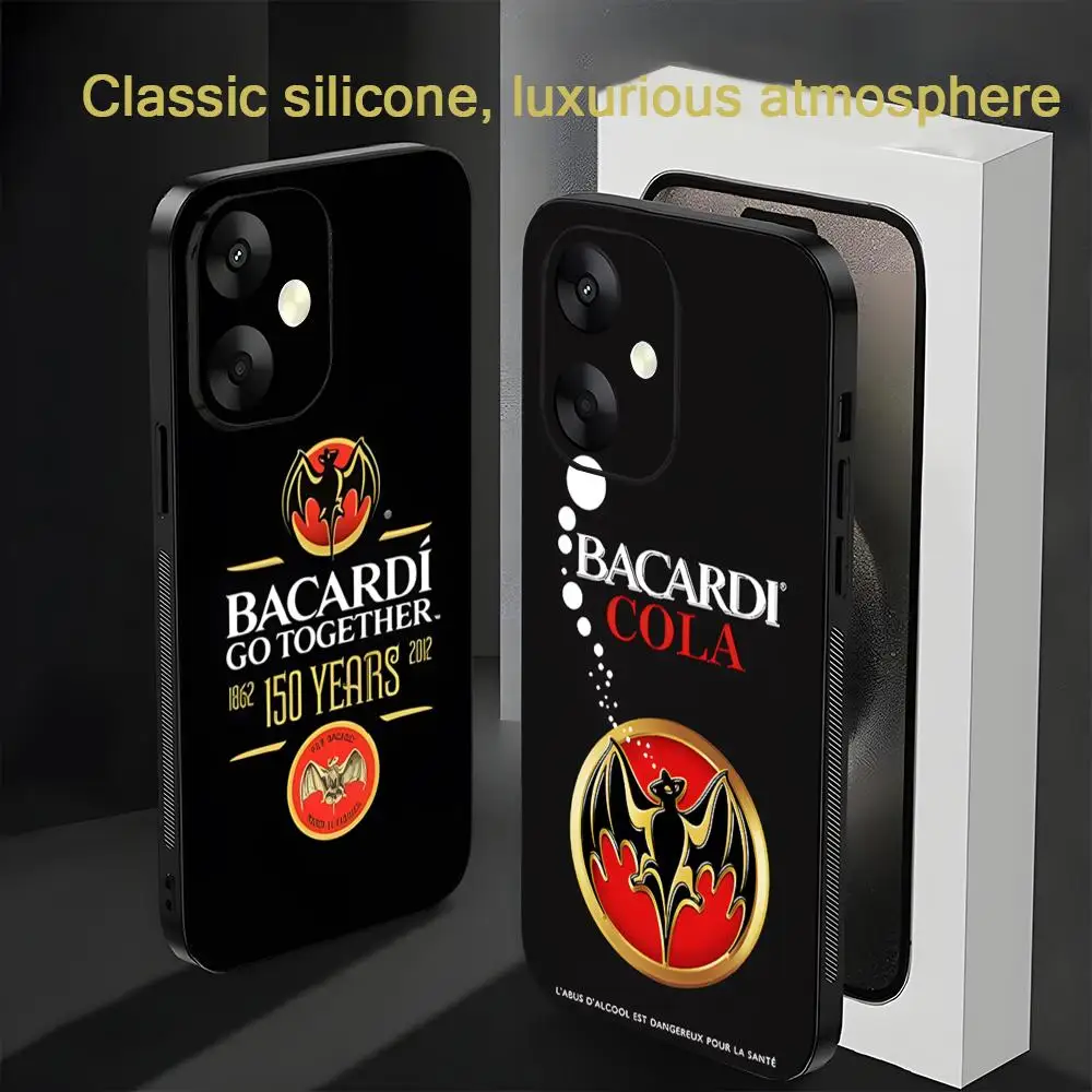 Brand Hot Bat B-BacardiS Phone Case For Xiaomi Redmi Note 13,12,11, 10 Pro Plus S,  5G, 12S, Luxury Soft Black Phone Cover