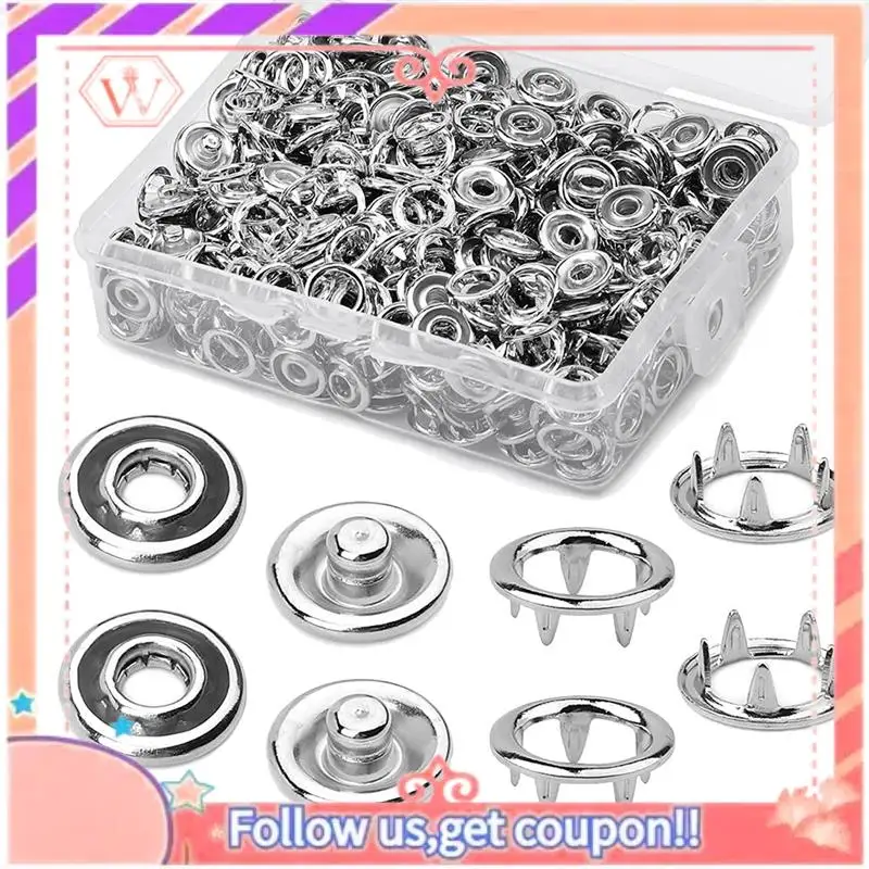 150 ชุดปุ่ม Snap 9.5 มม.เปิดปุ่ม Snap Snap Fasteners Kit Snaps ปุ่มโลหะสําหรับเย็บและ Crafting,