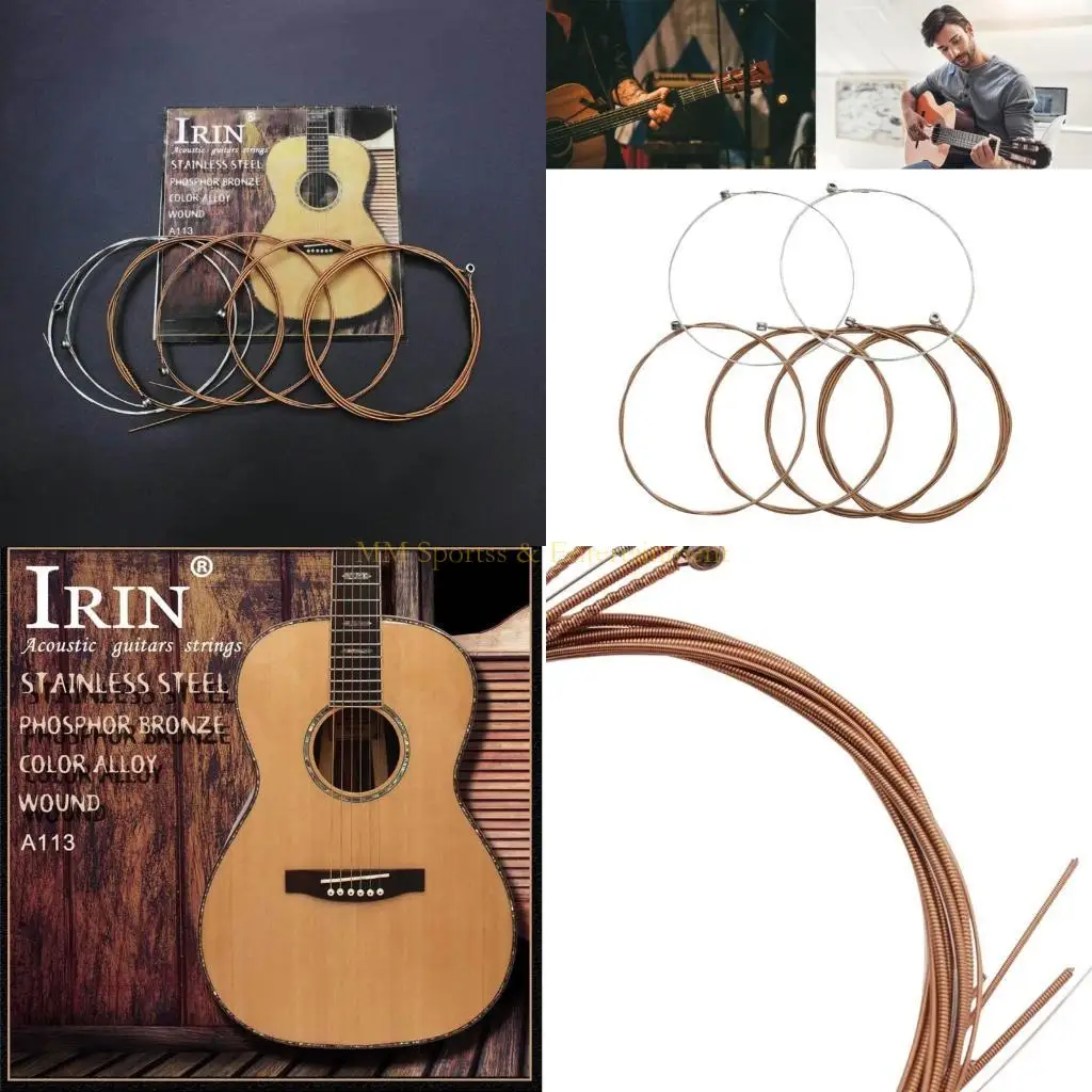 31BE 6 قطع من أوتار الجيتار الأساسية الفولاذية مجموعة ملحقات ممارسة للجيتار الشعبي الصوتي #1