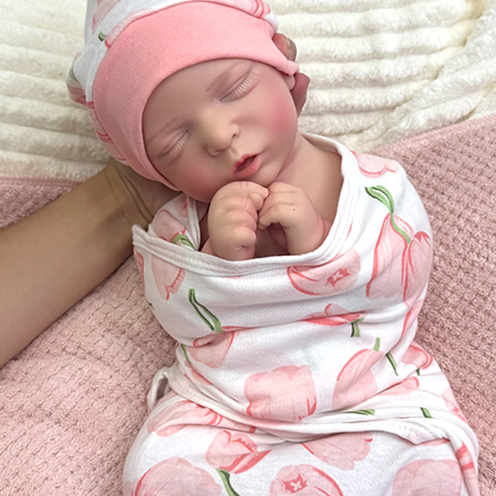 18 "واقعية سيليكون تولد من جديد دمية طفل فتاة عيون مغلقة لينة سيليكون الجسم تولد من جديد الطفل الوليد النوم سيليكون تولد من جديد طفل