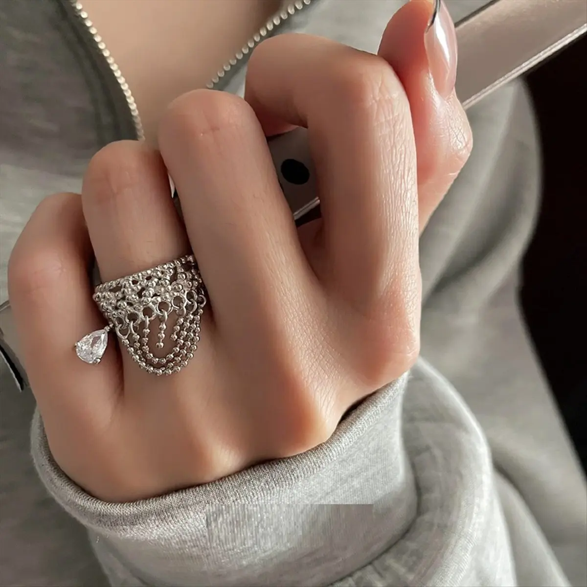 

*A91P Open Ring Irregular Multi-Line Ring Women'S Ring