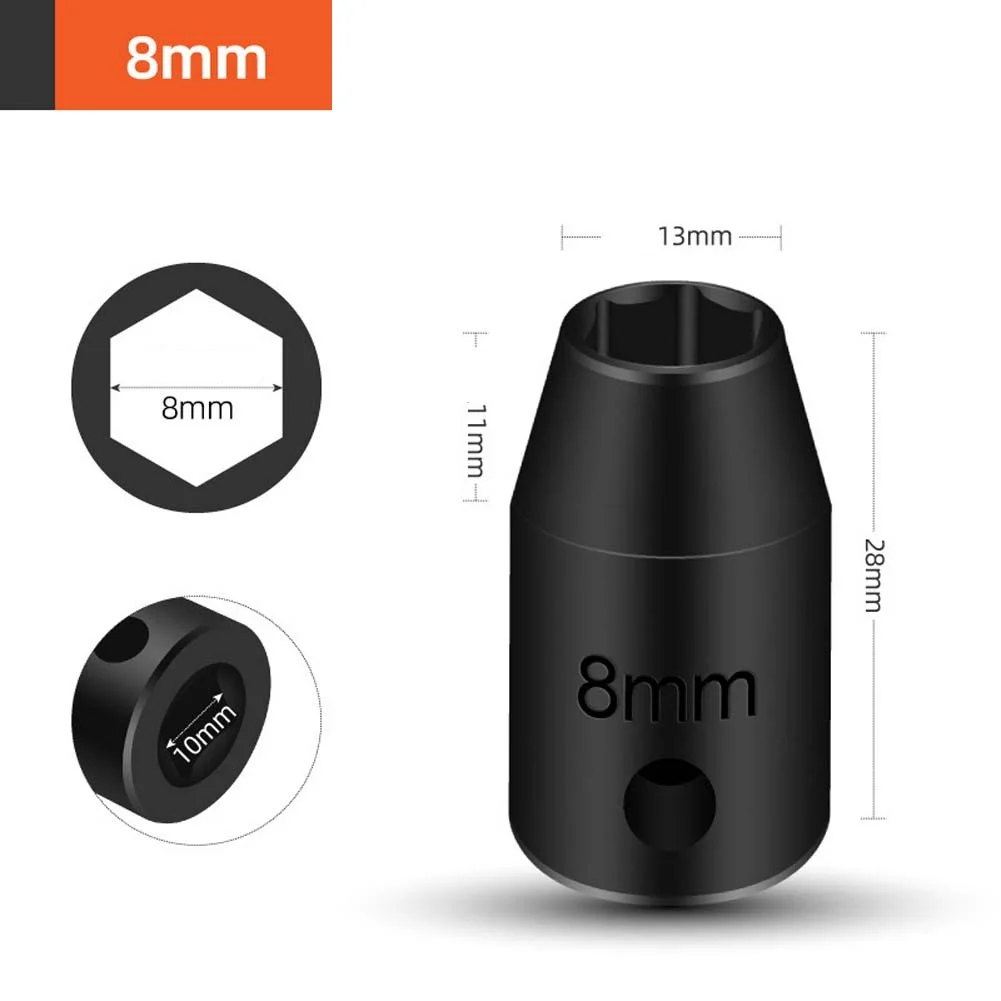 Chrome Vanadium 3/8 Inch Drive Socket Wrench Converter for Hex Socket Heads from 8mm Up to 22mm Deep Reach Design