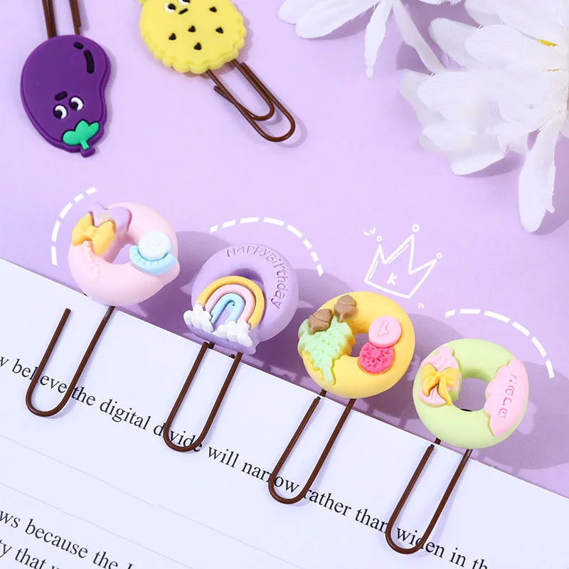 Kawaii Cartoon Clip Bookmark Korean Cute Mini Metal Paper Clip Fun Pattern Student Book Holder