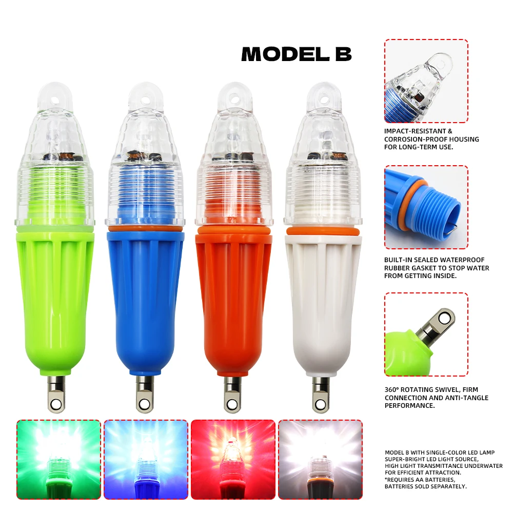 ZYZHE 1/2 Stück Angelköder-Licht 13cm/5,12 Zoll LED Superhelles Tiefsee-Bootsangelzubehör Fischlocklampe – Detail 5