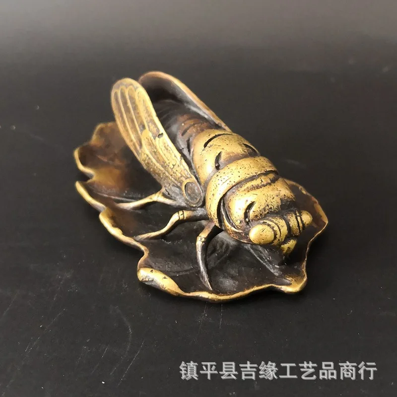 Golden Cicada Copper Ware Brass Knows Decoration Home Decoration Study Paperweight Study Gift Copper Cicada One Piece Dropshippi