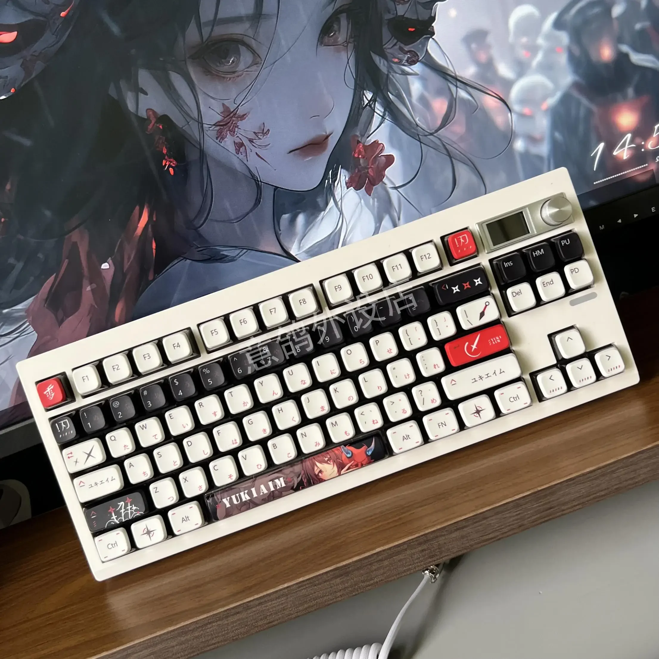 Keycap four-sided translucent Japanese PBT five-sided sublimation support Wooting Night Demon, Rain 75