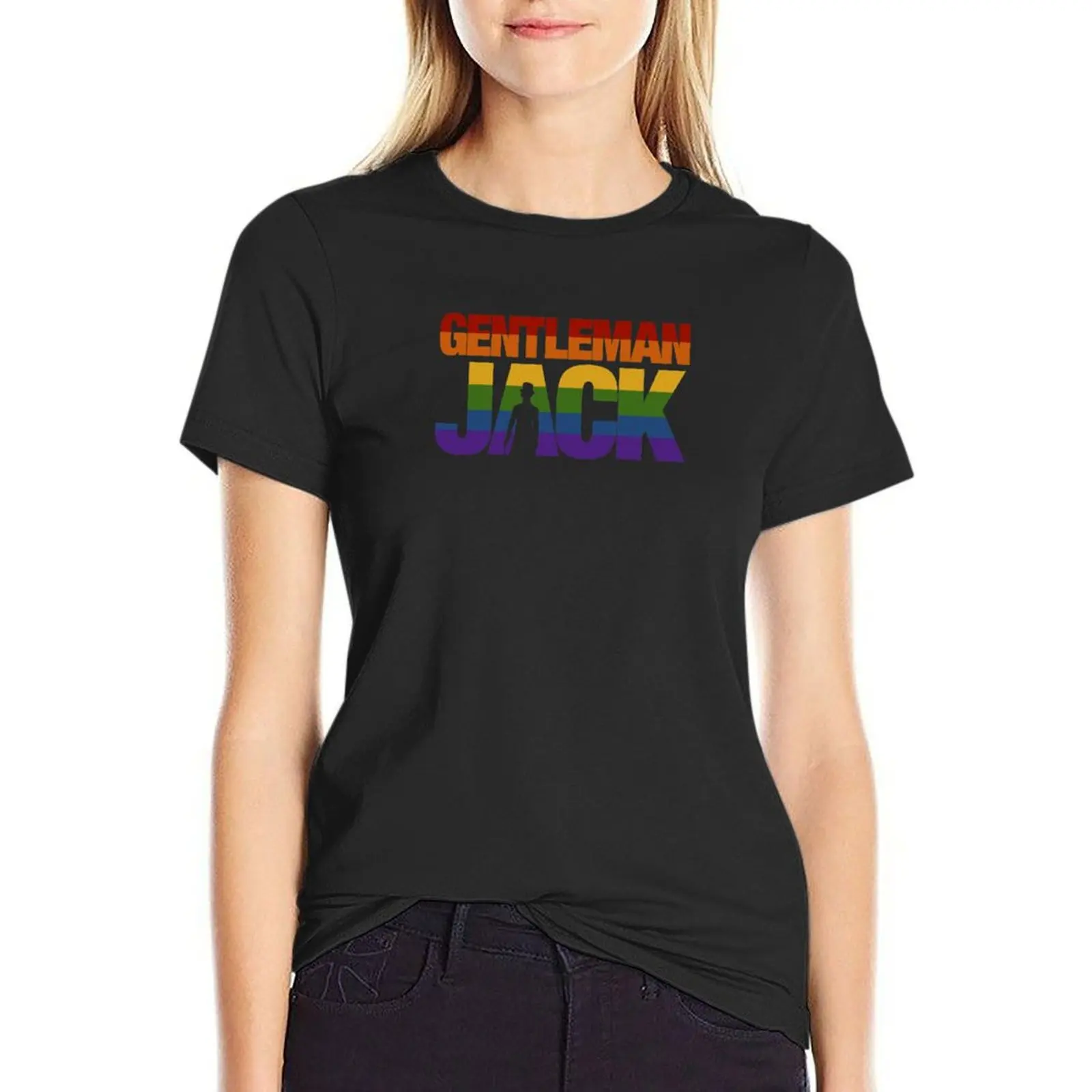 

Gentleman Jack Rainbow Pride with Anne Lister Silhouette Title T-Shirt Female clothing tops lady clothes Women's t-shirt