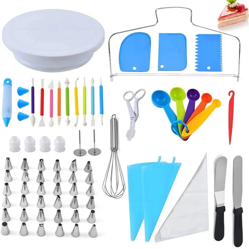 Piping Bags and Tips Set, Baking Cake Decorating Kit with Stainless Steel Tips, Reusable Silicone Pastry Bags, Couplers