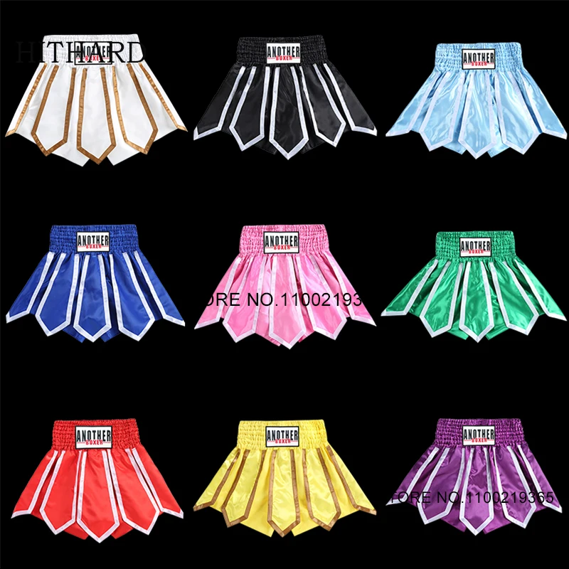 Muay Thai Shorts Kick Boxing Shorts Men Women Child Lotus Ribbons Satin Kickboxing Pants MMA Martial Arts Grappling Fight Wear