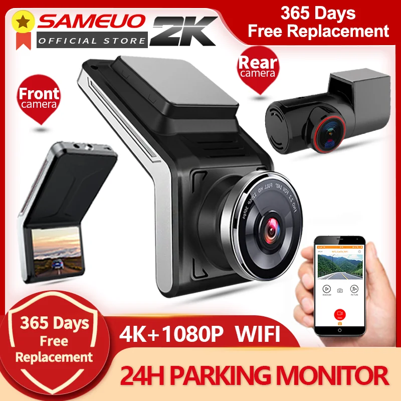 New U2000pro SAMEUO 4K Dash Cam with GPS Wi-Fi APP Control 24H Parking Monitor  Night Vision Loop Recording Dash Car Camera