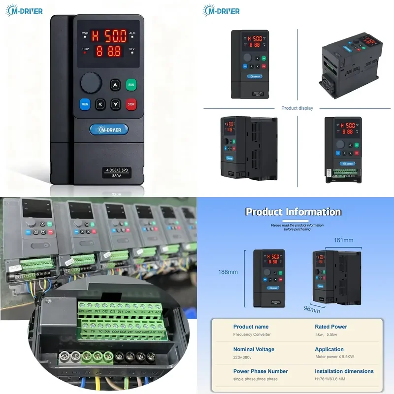 220V 4KW AC Drive VFD Inverter Constant Pressure Water Supply Three Phase Building Pump Vector Control Triple Output RS485