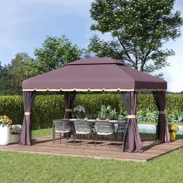 

10ft X 13ft Coffee-Colored Patio Pergola Gazebo & Pavilionpromote sales