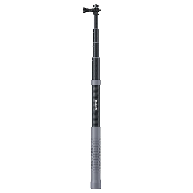 TELESIN คาร์บอนไฟเบอร์1ชิ้น Selfie Stick Monopod พร้อมสกรู1/4สำหรับ Gopro Insta360 Osmo Action DJI กล้อง