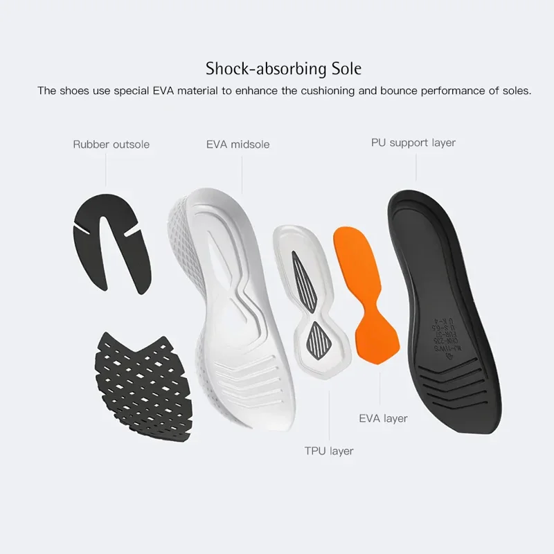 Xiaomi Mijia Sneaker 2 Running Shoes Sport Uni-moulding Shock-absorbing Fishbone Lock System Elastic Knitting Vamp for Men