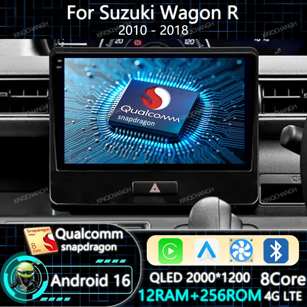 Android 16 Car Radio Carplay Auto For Suzuki Wagon R 2010 2011 2012 2013 2014 2015 2016 2017 2018 Navigation QLED 4G WIFI BT GPS