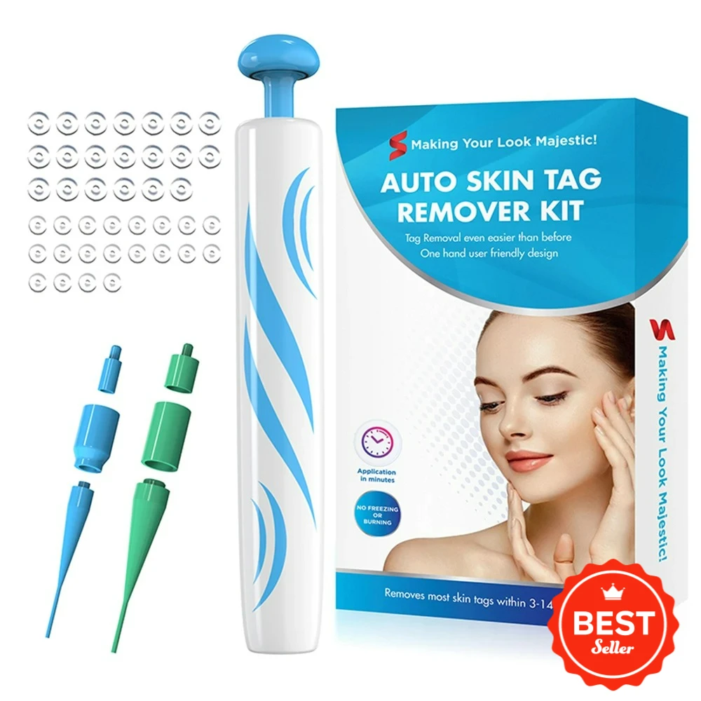 ชุดอุปกรณ์กำจัดติ่งเนื้อ 2-in-1 แบบไม่เจ็บปวด ปากกากำจัดไฝ ติ่งเนื้อ หูด สิว พร้อมสำลีทำความสะอาด อุปกรณ์ดูแลผิวหน้า