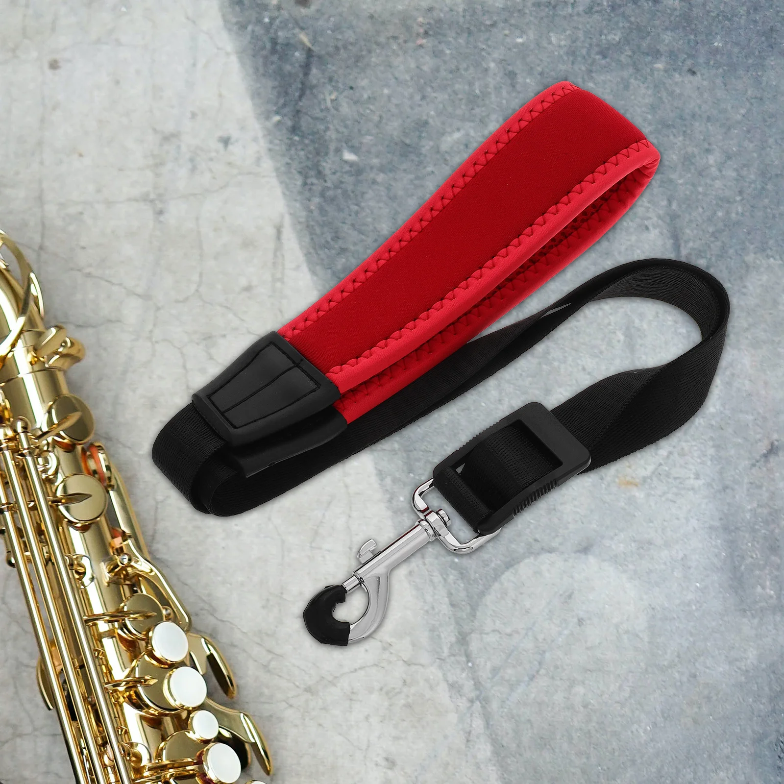 Saxophone Neck Strap Red Adjustable Padded Thickened Sponge For Alto Tenor Soprano Clarinet Instrument Accessories Band