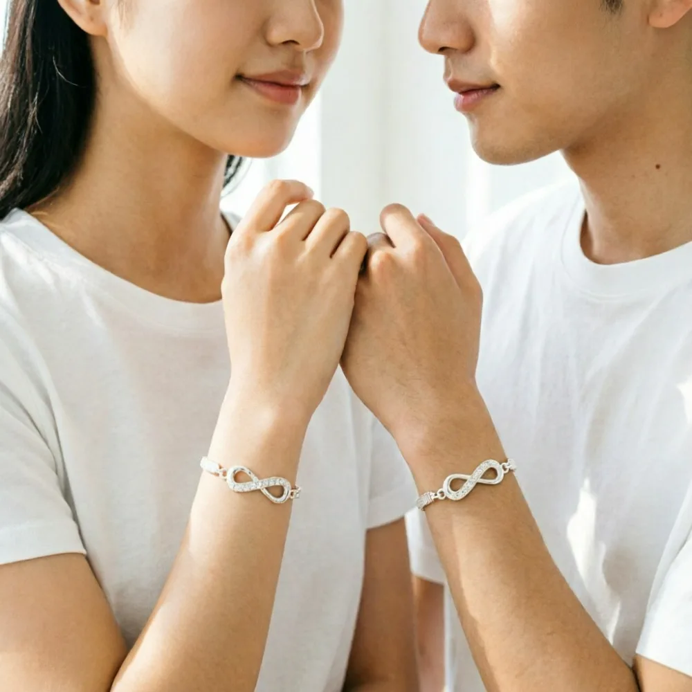2 PCS New Fashion Elegant Women's Rhinestone Infinity Bracelet Gifts for Lover Best Friend