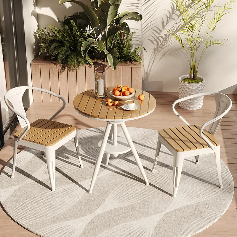

Round Lifting Outdoor Table Garden Balcony light luxury table and chairs set Leisure simple meble na taras terrace furniture