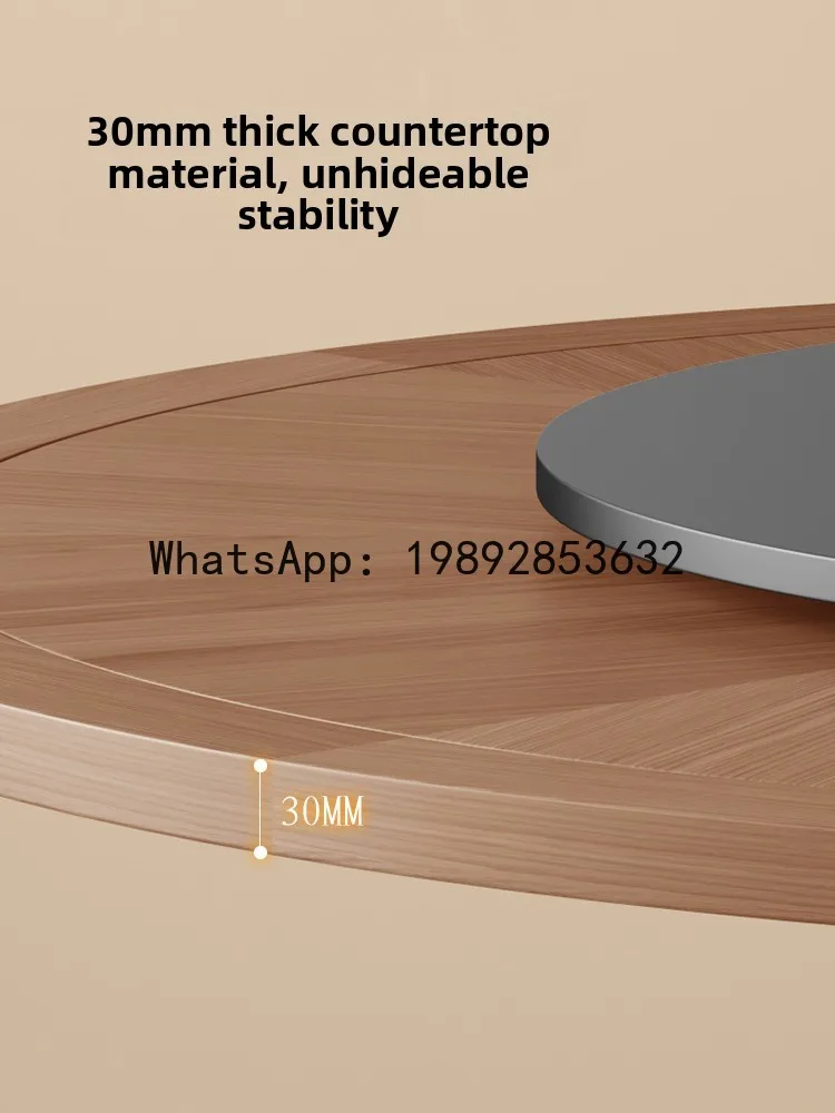 zz Simple Retro Style Vintage Walnut Wood Rock Slab Dining Table and Chairs with Rotating Round Table