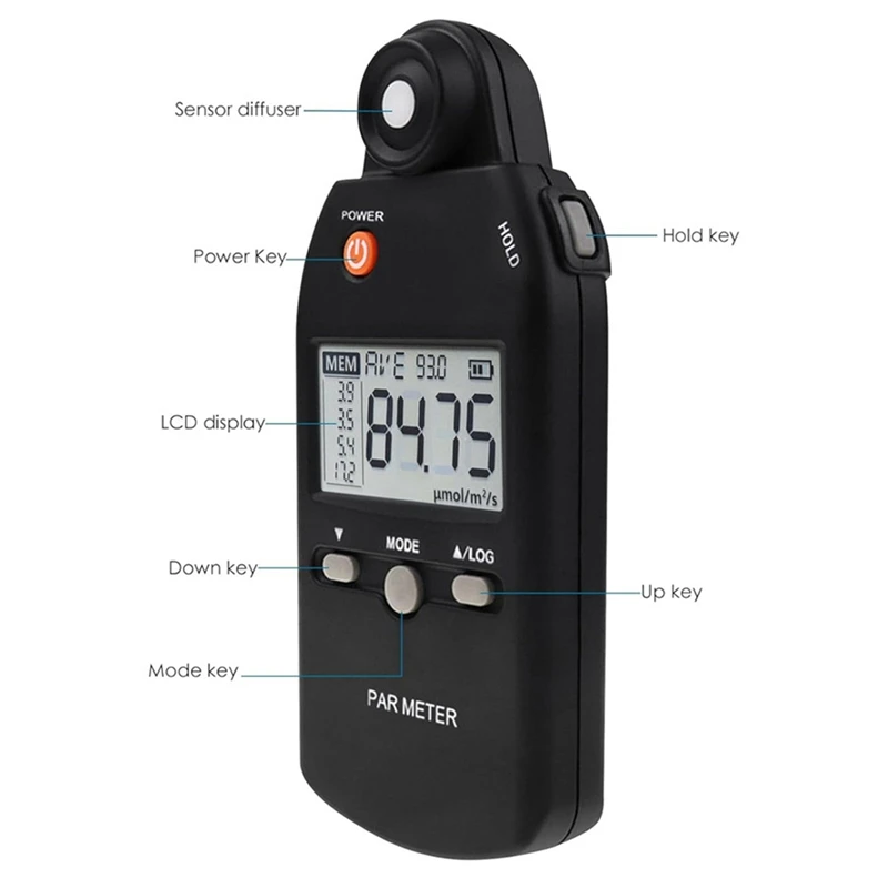 Photosynthetic Radiometer Portable Flux Meter Handheld Light Energy Meter Outdoor Measuring Light Intensity Meter