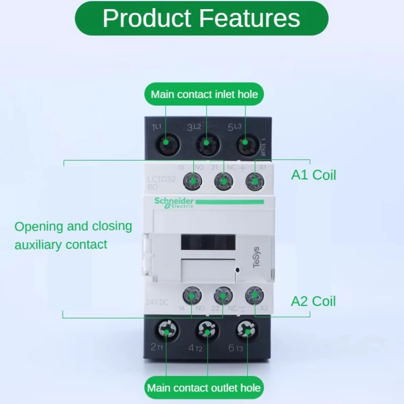 Schneider Electric Lc1d09/12/18/25/32/38BD/ED/FD/MD DC Contactor Black/White Optional LC1D DC