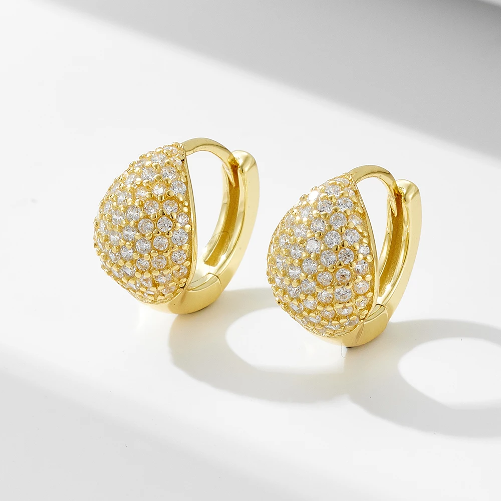 Women's Micro-Set Zirconia Circle Ear Cuffs S925 Sterling Silver High-End Geometric Full-Diamond Studs Quality Jewelry - view 3