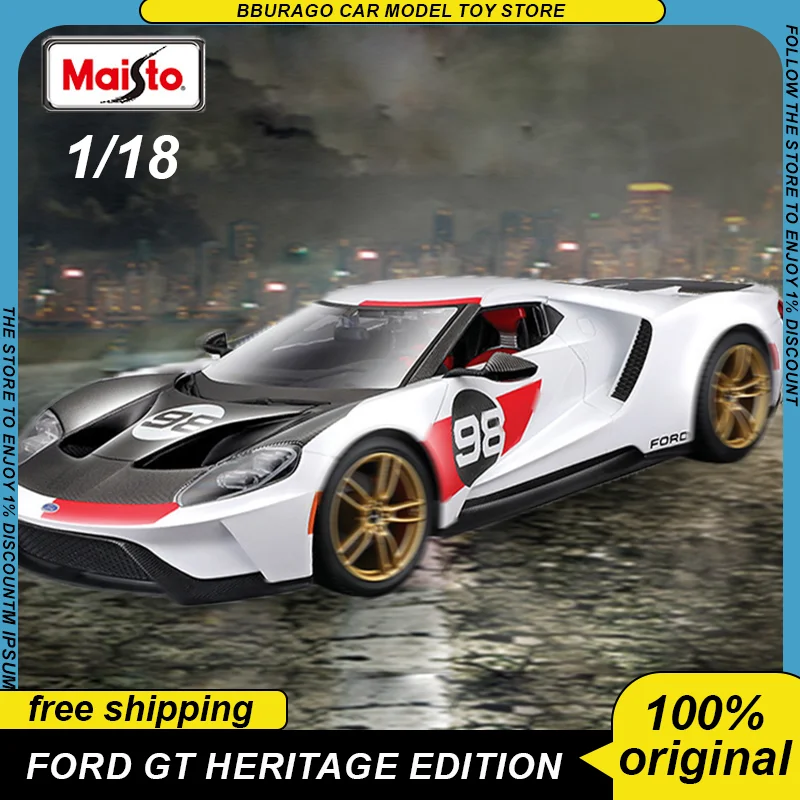 

Maisto 1:18 Ford Gt Ford Gt Heritage Edition Sports Car Diecast Model Edition Alloy Luxury Vehicle Toy Collection Ornaments Gift