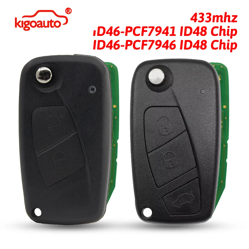 

REMTEKEY Flip remote key 433mhz ID46-PCF7941/ PCF7946/Megamos ID48 Chip SIP22 blade for Fiat 500 Punto Ducato Stilo Panda Bravo