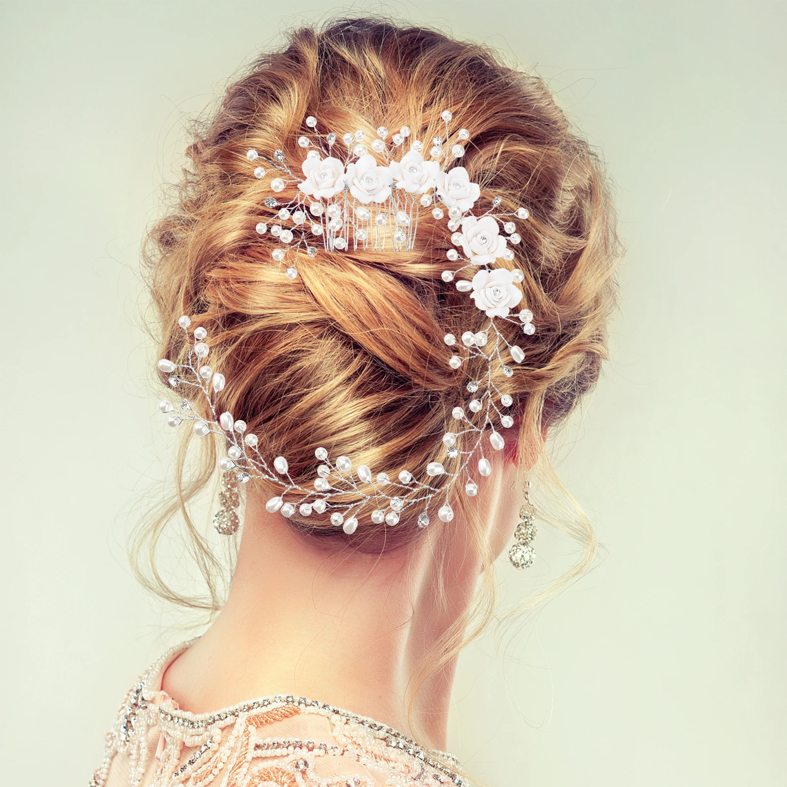 

Pearl Comb Headband for Bride Wedding Hair Vine Bridal Accessories Pearl Flower Design Lightweight Comfortable