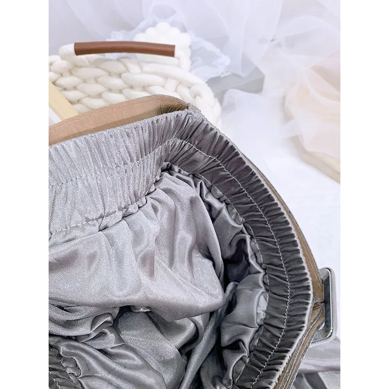 Tinaa Elegant Satin Pleated Skirt Female 2026 Stylish A-line Solid Color High Waist Officewear Elegant Skirt with Belt 120694