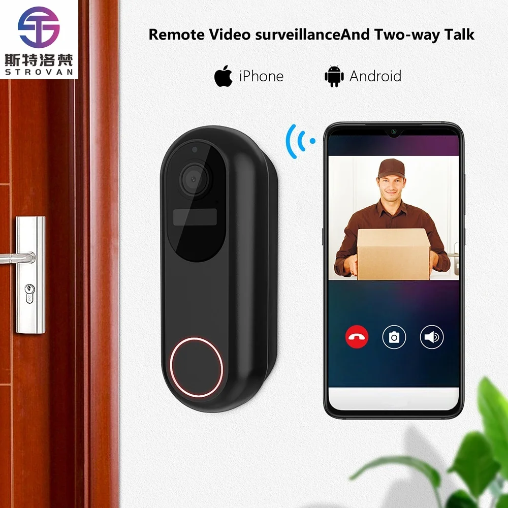 

STLF Graffiti Smart Home 5G Video Doorbell Tuya Model T31 1080p Battery Powered Wireless Remote Home Video Voice Intercom WIFI