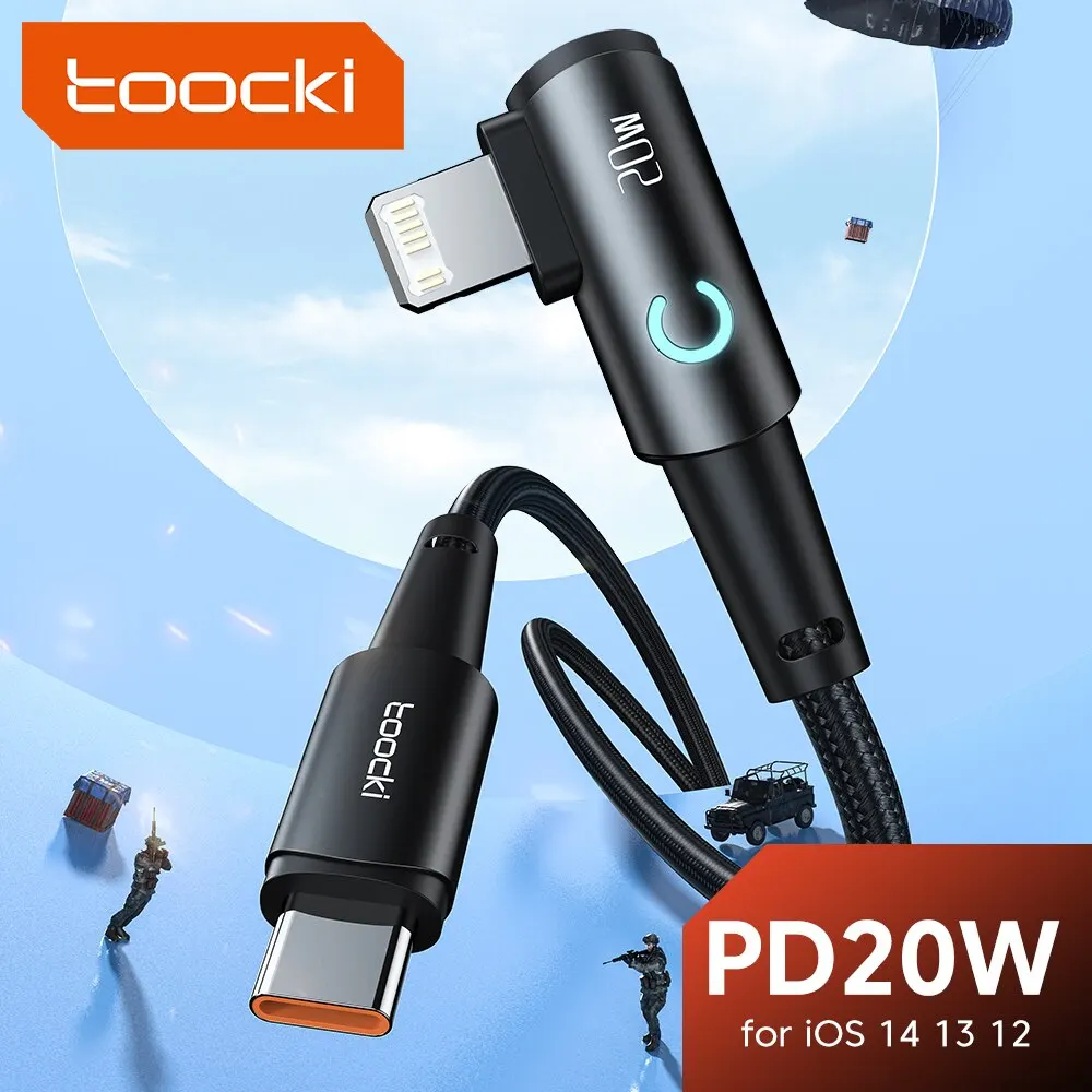 Toocki 20W PD 3.0 USB C Cable for iPhone 15 14 13 12 Pro Max Fast Charging Charger for MacBook iPad Pro Max Lightning Wire Cord