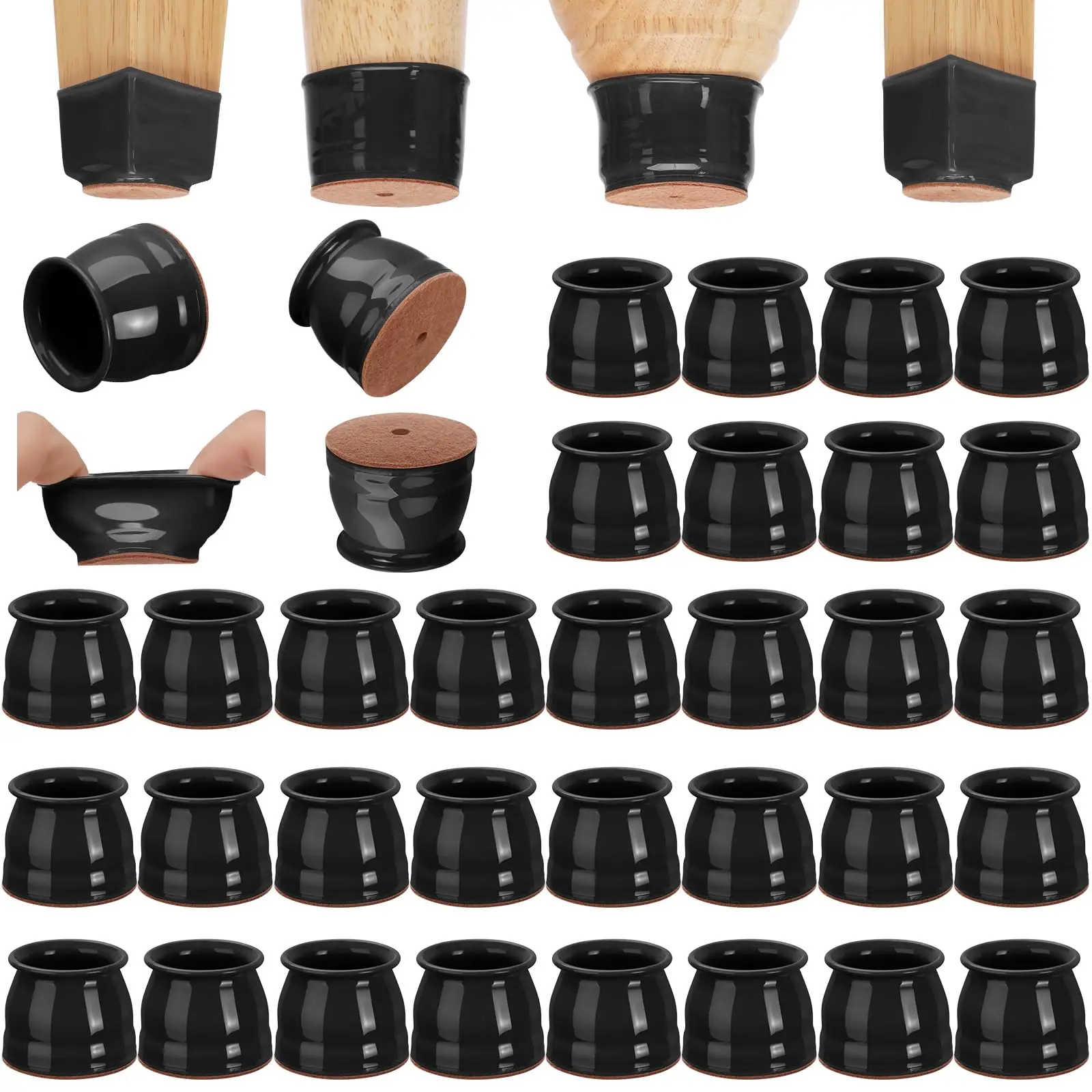 8/16/28PCS Chair Leg Floor Protectors for Hardwood Floors, Thick Silicone Rubber Covers, Scratch-Resistant & Noise Reducing