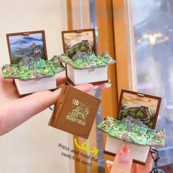 3d Dinosaur Castle Folding Book Keychain Pendant Cartoon Astronaut Soccer Field Pendant Anxiety Stress Children Kids Toy