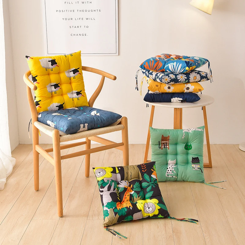 New Autumn And Winter Chair Cushion With Cartoon Printed Crystal Velvet For Warmth