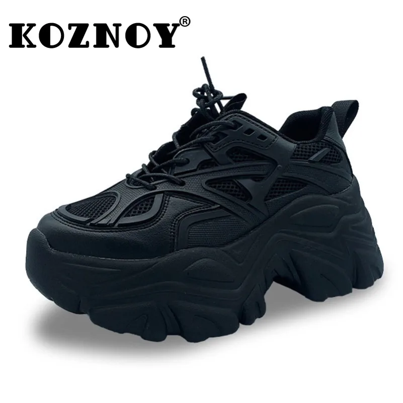 Koznoy 7cm oddychające buty na lato damskie modne trampki wiosna lato masywne trampki buty na platformie kozno dla kobiet na co dzień