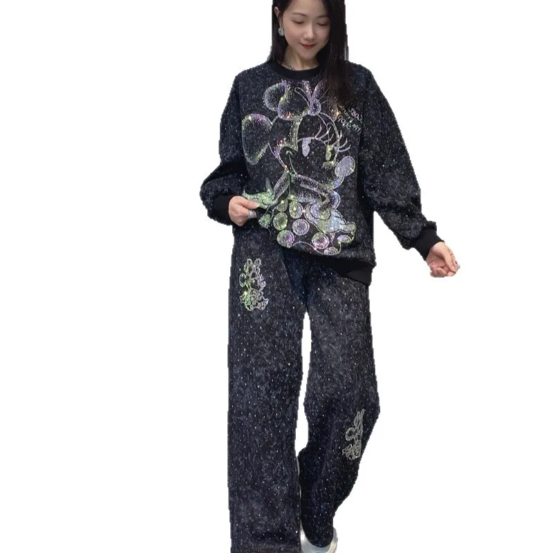 Mode Marke Casual Rundhals Tie-Dye Sweatshirt Langarm Tops frauen Herbst Winter Neue Sportswear Hosen Zwei-stück Set