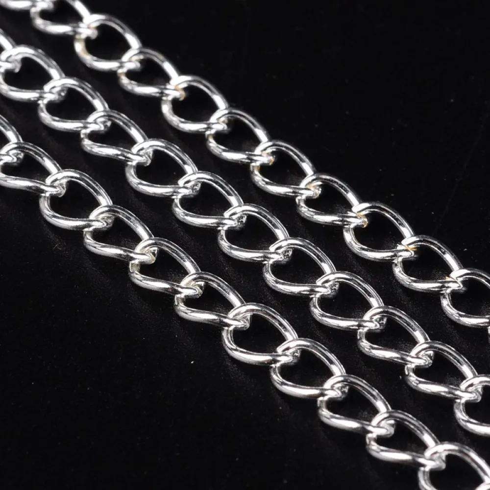 

100m/roll 6x4x0.7mm Iron Metal Unwelded Side Twist Chain for Necklace Bracelet Earrings DIY Making Accessories