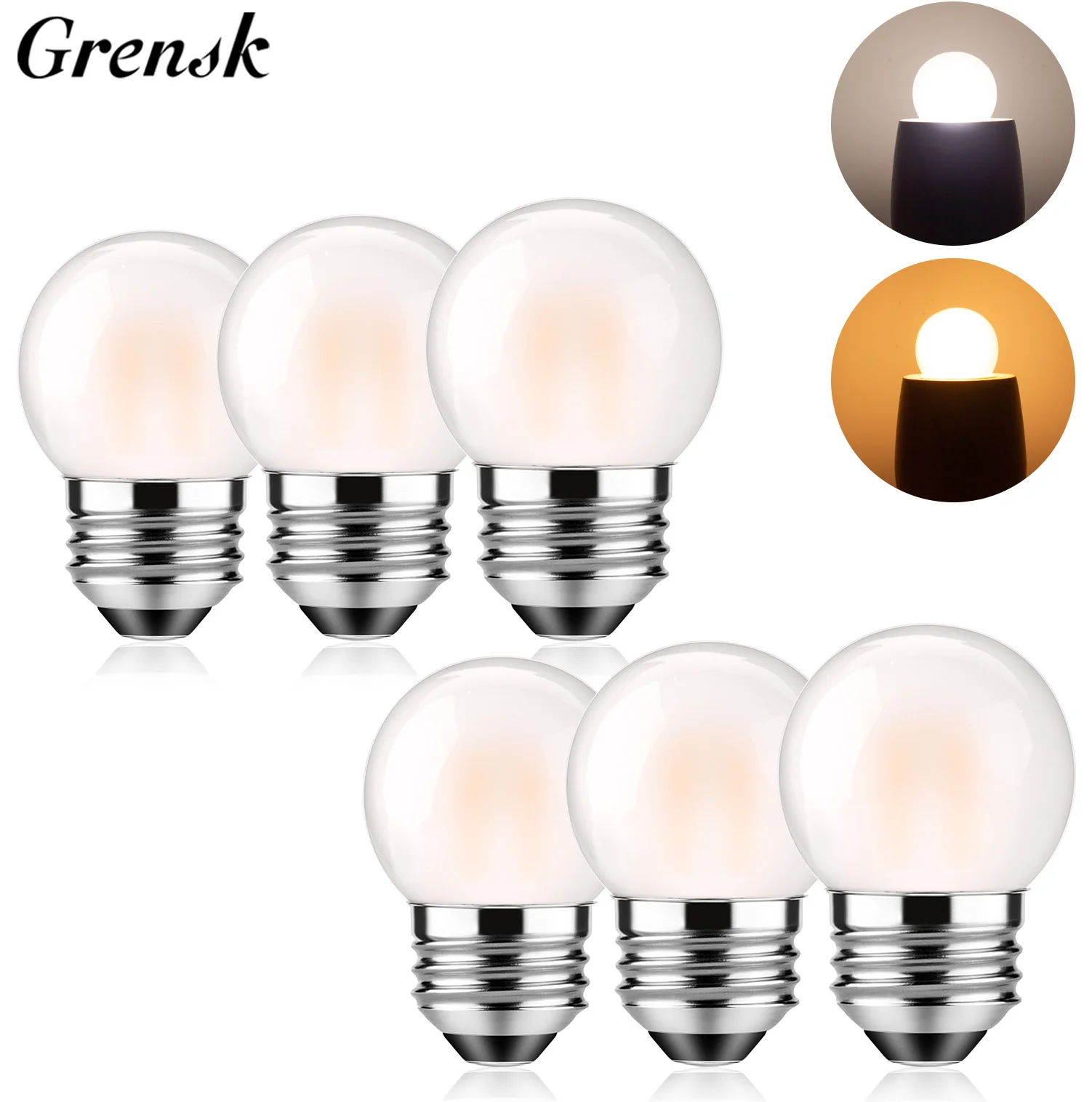 

6PCS LED Light Bulbs G40 AC 220V 110V 1.5W Lamp E26 E27 Frosted Glass Saving Cold Warm White Bulbs 2200K 6000K Edison Home Light