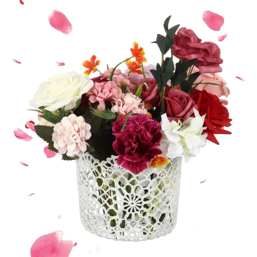 4pcs White Flower Girl Basket with Handle for Wedding Ceremony Elegant Floral Decoration for Bridal Shower and Reception Ideal