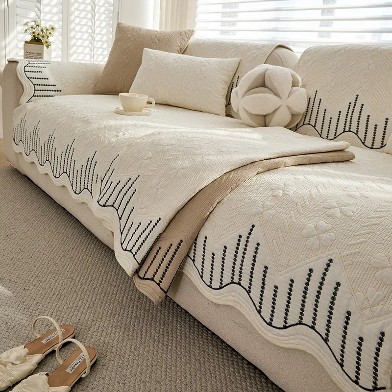 

Новинка 2025 года, жаккардовый чехол для дивана из чистого хлопка, универсальное противоскользящее и пылезащитное полотенце для дивана для украшения гостиной